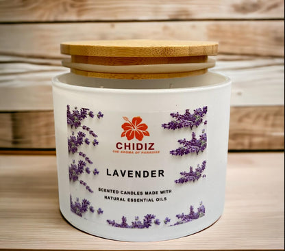 CHIDIZ Lavender Soy Scented Candles | Large 1 Wick Jar Candle | Up to 45 Hours Burning Time | Relaxing Aromatherapy Candles | Housewarming Gift for Women and Men (Medium, Lavender)