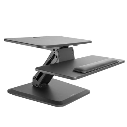 Mount-It! Compact Standing Desk Riser, Height Adjustable Desktop Sit Stand Workstation with Gas Spring, Tabletop Stand Up Desk with Keyboard Tray, Black