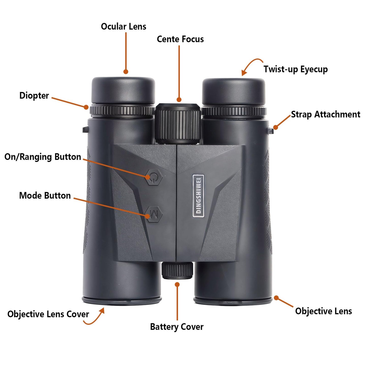 DINGSHIWEI Rangefinder Binoculars for Hunting, 1968 Yards Laser Rangefinder, 10x42 HD Optics, Fast 0.15s IP65 Waterproof ±0.5m for Golf, Bird Watching, Outdoor, Black