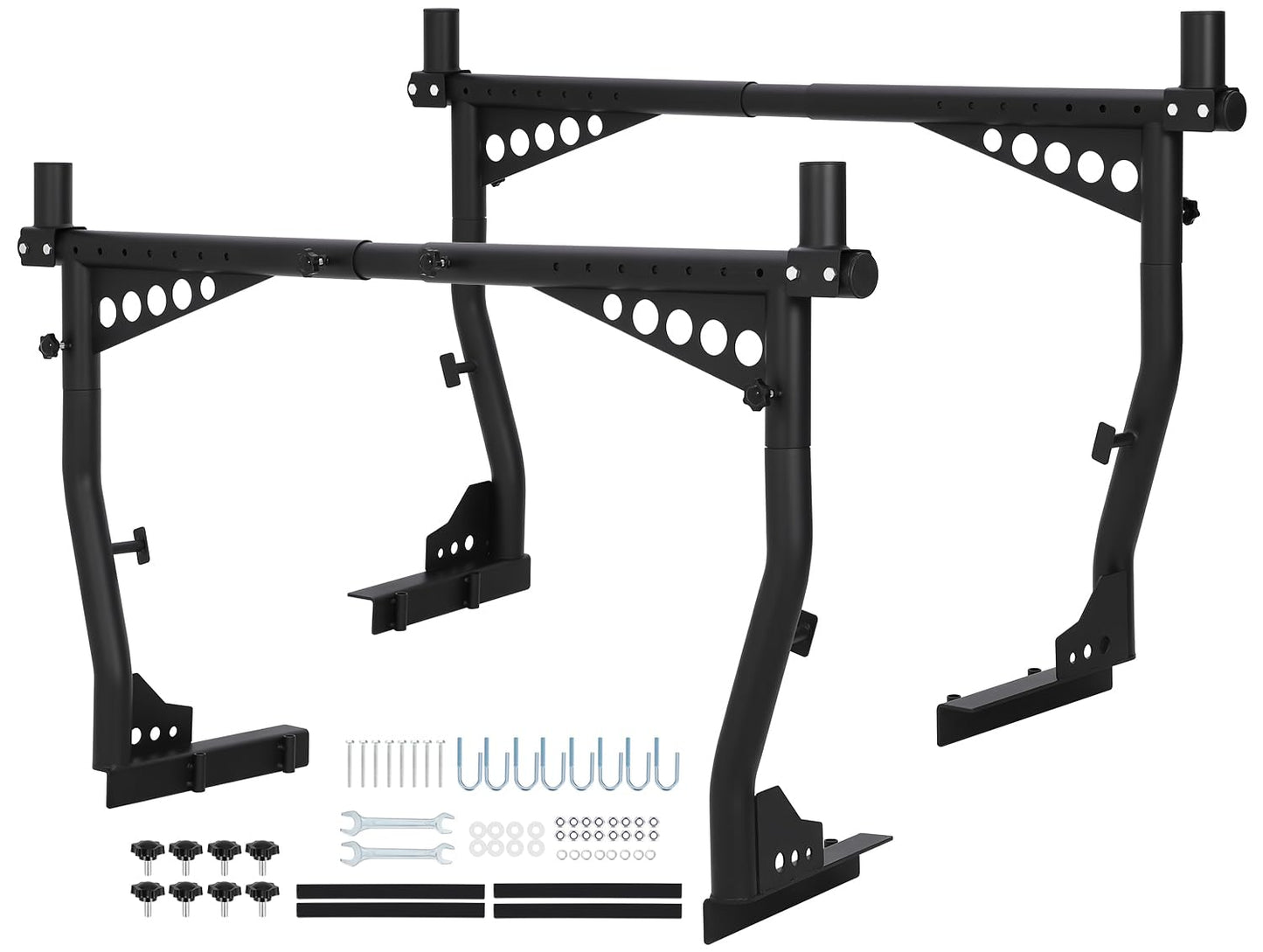 Adjustable Steel Truck Ladder Rack, 1000 Lbs Capacity, 52"-82" Crossbar, Universal Pickup Bed Rack for Kayak, Lumber, Ladder, Tent, Surfboard – No Drilling Required