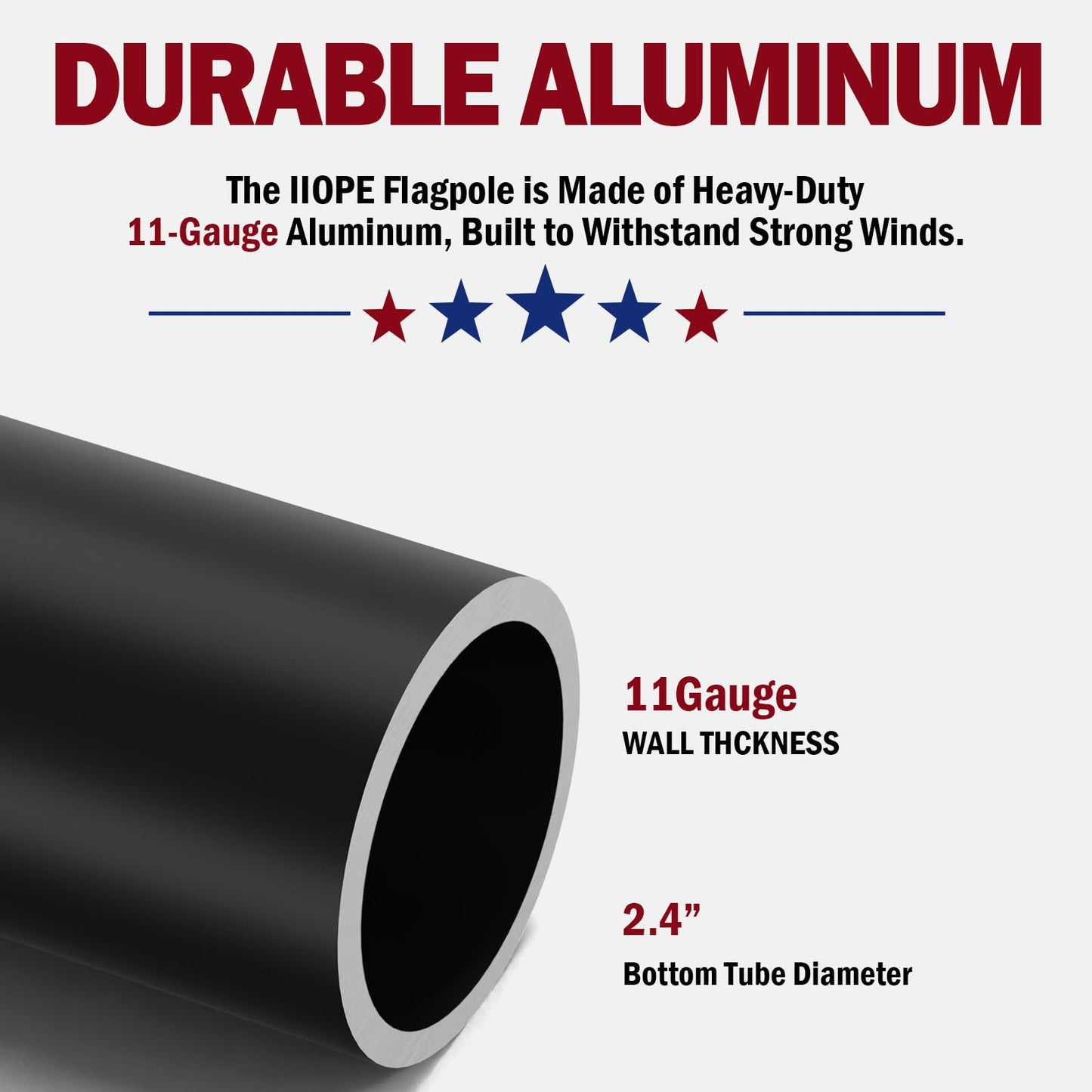 IIOPE 25FT RV Telescoping Flag Pole Kit, Heavy Duty 11-Gauge Aluminum Flagpole with Tire Mount Base, Portable Flag Kit for Camping, Tailgating, Trailer, and Outdoor Use