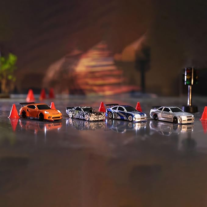 TOUCAN RC HOBBY Remote Control Mini Drift Car 1:43 Race Car Toy Radio Lights Traffic Safety Cone Without a Gyro SilverUS in Stock