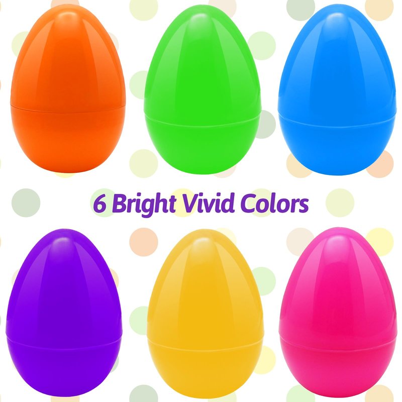 ZMCINER 36 PCS 3.55” Plastic Easter Eggs Fillable Plastic Easter Eggs Bulk Colorful Bright Easter Eggs Empty Perfect for Easter Egg Hunt, Easter Basket Stuffers, Easter Party Favor, Classroom Prize