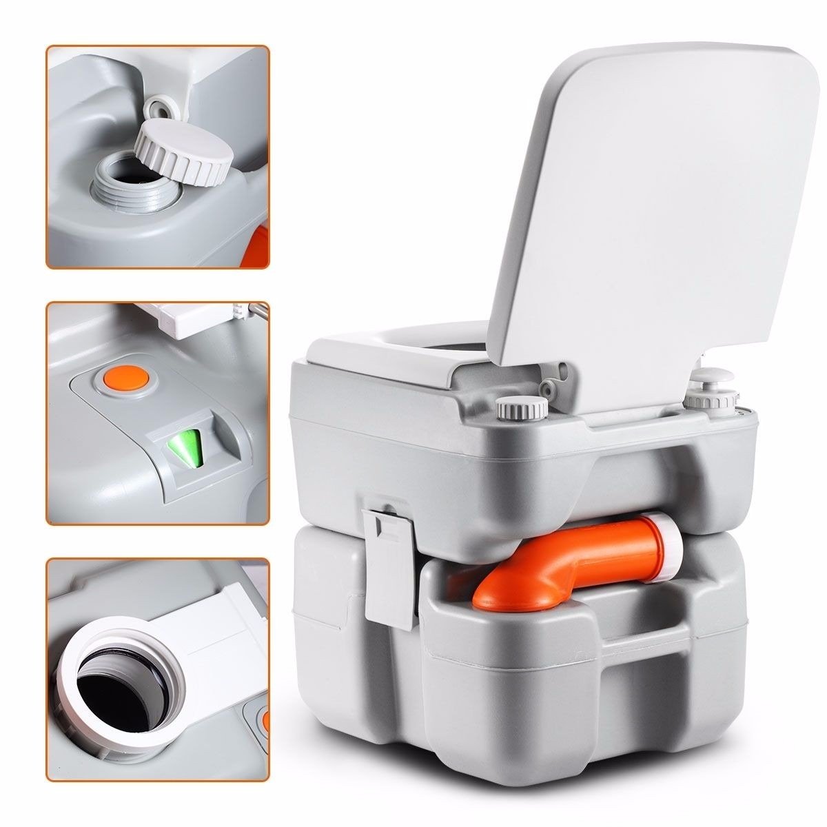 SereneLife Portable Toilet – Compact RV Travel Potty Seat with Cover, 5.3 Gallon Waste Tank, Pump Flush, Leak and Odor Proof – Ideal for Campers, Boating, and Outdoor Activities