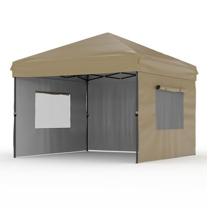GarveeHome 10x10 Pop Up Canopy Tent Outdoor Canopy One-Person Set Up Heavy Duty Commercial Instant Tent Shelter, 3-Sidewall, Events, Parties, Camping, Black