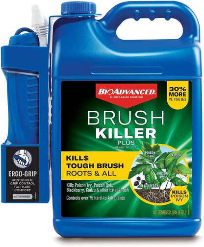 BioAdvanced Brush Killer Plus - Ready-to-Use Weed Killer Sprayer | 1.3 Gal - Eliminates Tough Brush & Poison Ivy Roots