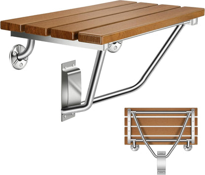 20'' Folding Shower Seat Wall Mounted, Folding Shower Bench with Stainless Steel Bracket, 500lb Load Capacity, for Elderly, Pregnant Women, Kids, Disabled