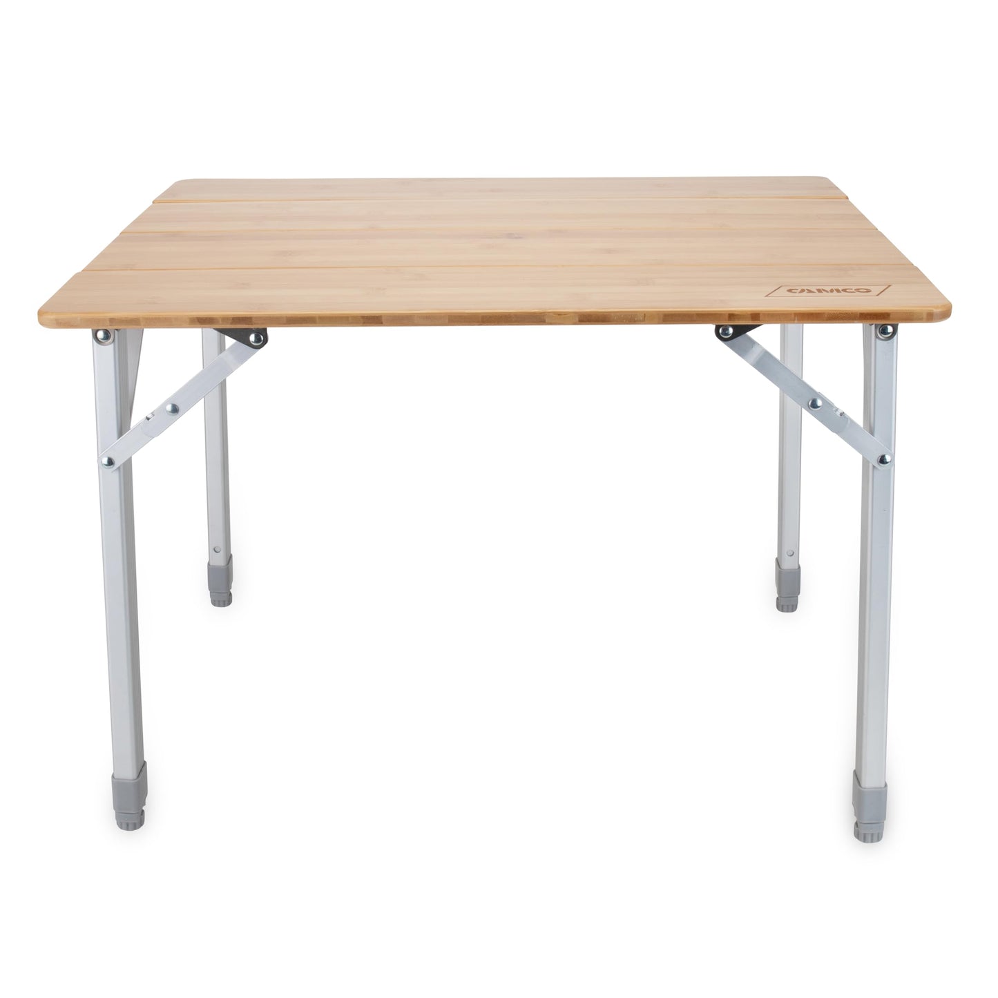 Camco Bamboo Folding Camping Table with Aluminum Legs - Natural Bamboo Top Measures 25 ½ x 19 ¾-inches & Supports Up to 85lbs - Lightweight for Added Portability & Includes Storage Bag (51895)
