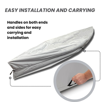 EliteShield Full Canoe Kayak Cover; Waterproof UV Resistant 600D Marine Grade Polyester Canoe Kayak Boat Storage Cover fits 17 ft-18 ft Long, 120 Inches Girth Gray Color
