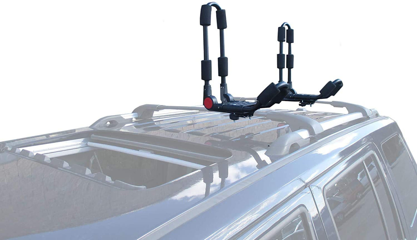 BRIGHTLINES Folding Kayak Roof Rack, a Set of Two Foldable Kayak Roof Rack Carrier for Kayaks, Canoe, SUP, Mounted on Car SUV Roof Crossbars