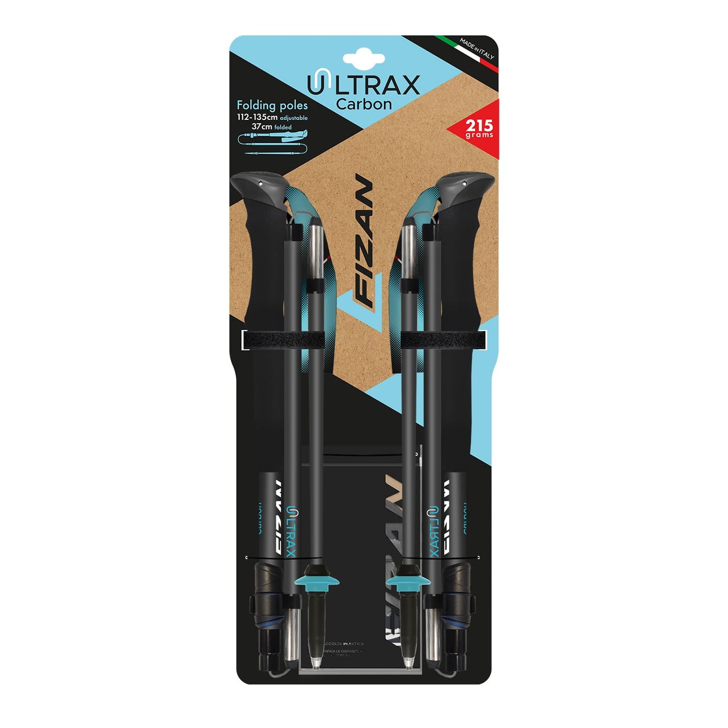 Fizan Ultrax Carbon Fiber Trekking Poles – Ultralight 7.6 oz, Backpacking, Bikepacking, Thru Hiking Trails, Adjustable, Collapsible to 14.5 in, Customized Fit, Foam Grips, Walking Sticks