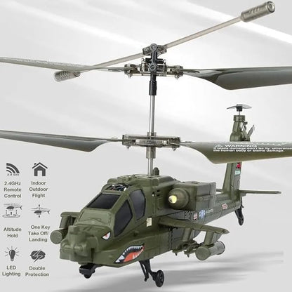 Remote Control Helicopter S109H RC Helicopters with Altitude Hold One Key Take Off/Landing LED Light Low Battery Reminder Gyro 2.4GHz RC Army Military Helicopter with 2 Batteries
