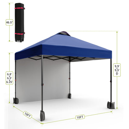 GarveeHome 10X10 Ft Pop-Up Canopy Tent with Sidewalls & Vented Roof Easy Setup Instant Shade Shelter for Picnic, Camping, Outdoor Events - Includes Storage Bag, Sandbags, Stakes & Ropes