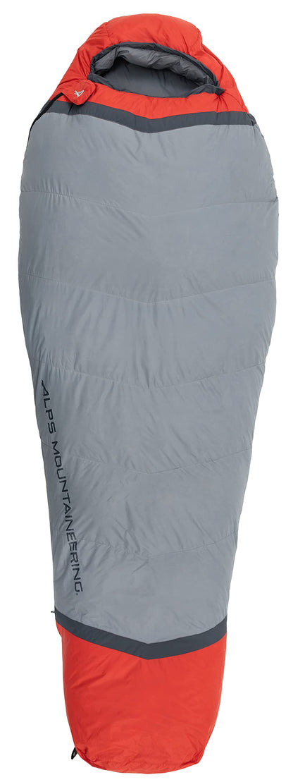ALPS Mountaineering Zenith +30° Mummy Sleeping Bag, Regular - Gray/Red, New