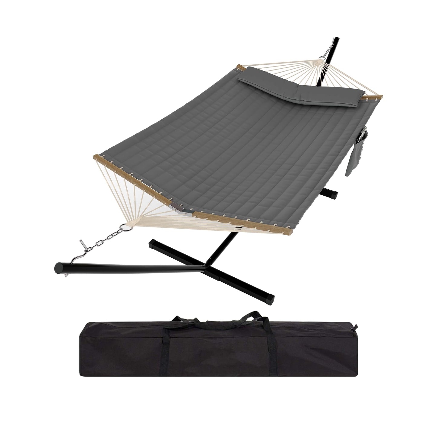 GarveeLife Instant-Setup 2-Person Hammock with Reinforced Steel Frame – Portable Outdoor Lounger for Garden, Camping & Beach (450 LB Capacity + Quick-Fold Carry Bag),Gray depressions