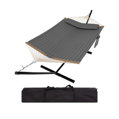 GarveeLife Instant-Setup 2-Person Hammock with Reinforced Steel Frame – Portable Outdoor Lounger for Garden, Camping & Beach (450 LB Capacity + Quick-Fold Carry Bag),Gray depressions