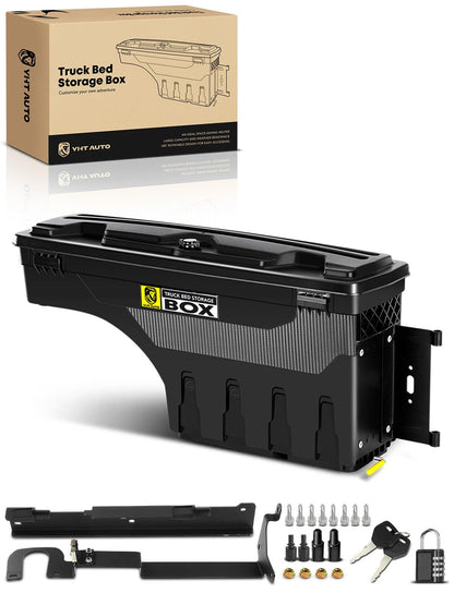 YHTAUTO Truck Bed Storage Tool Box Lockable Compatible with Ford Ranger 2019 2020 2021 2022 2023, Passenger Side, Not Fit the Model with Bed Liner, Swing Waterproof Wheel Well Toolbox