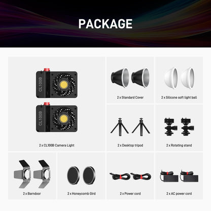 GVM 100W LED Video Light, 2 Packs Portable Photography Continuous Lighting Kit with Bluetooth Control, 2700K~6800K, 18500 Lux @1m, Mini COB Handheld Spotlight for Video, Portrait and YouTube Shooting