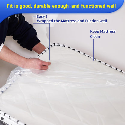 Queen Size Mattress Bag - Heavy-Duty Plastic Protector for Moving | 1PK Mattress Cover