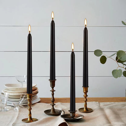 YOROXRG 24 Pack Black Taper Candles, 7-8 Hours Burn Time, Unscented, Smokeless and Dripless, 0.75 x 10 Inch Dinner Candle Set for Halloween, Household, Wedding, Party and Home Décor Candlesticks