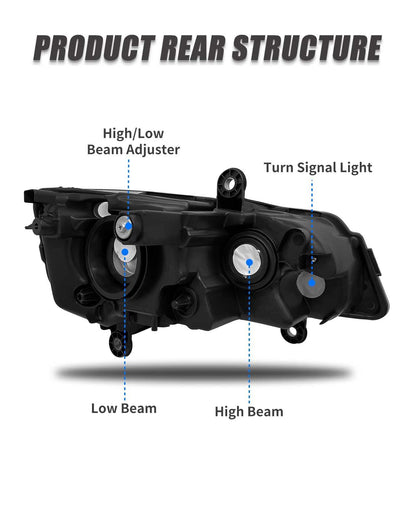 ADCARLIGHTS 2011 2012 2013 2014 2015 2016 2017 2018 Dodge Grand Caravan Headlight Assembly Black Housing for 2008-2016 Chrysler Town & Country with Amber Reflector Headlamp Replacement Pair