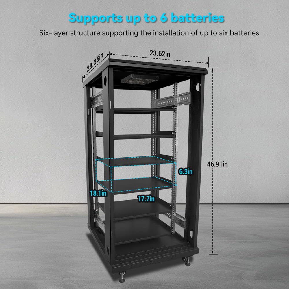 SUNGOLDPOWER Enclosed Battery Cabinet 6 Slot with Bus Bar for Lithium Battery，Home Solar and Energy Storage (Enclosed Battery Cabinet)