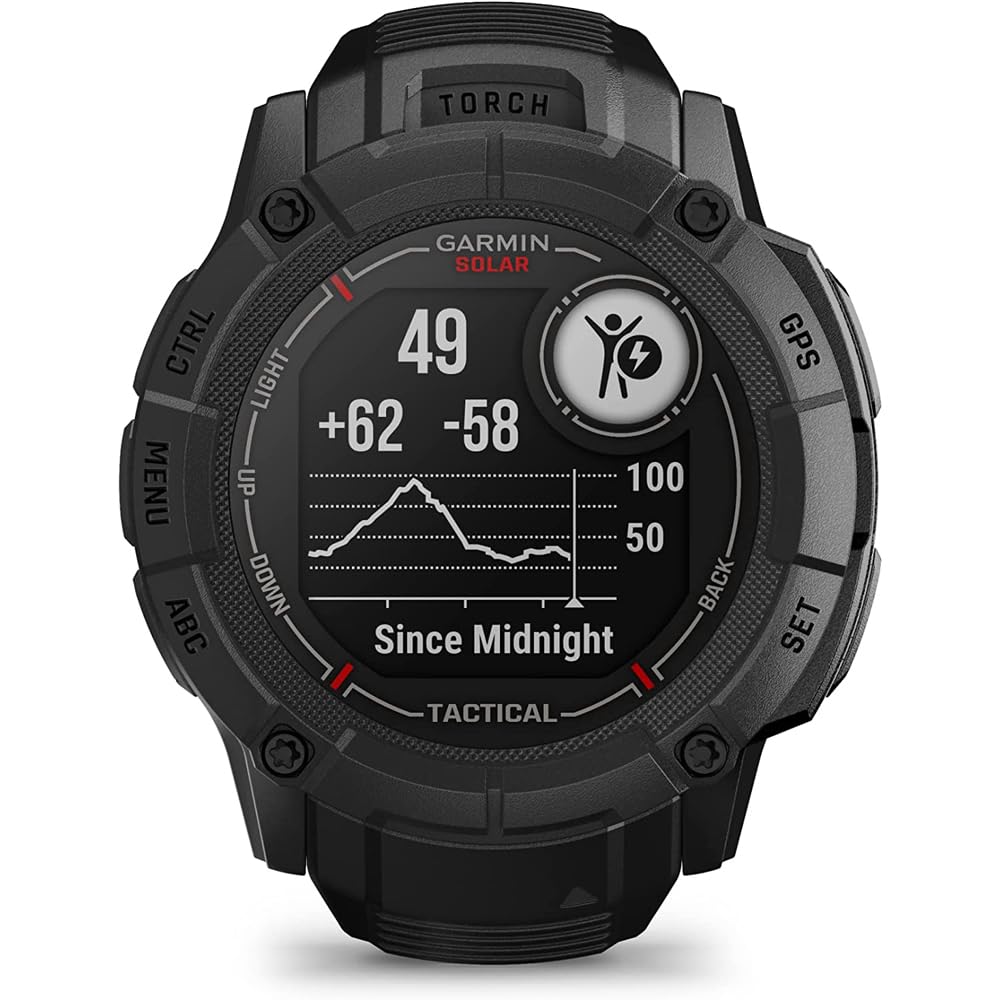 Garmin Instinct 2X Solar - Tactical Edition, Solar Charging, Rugged GPS Smartwatch, Built-in Flashlight, Ballistics Calculator, Black 010-02805-13 Bundle with 2 YR CPS Enhanced Protection Pack
