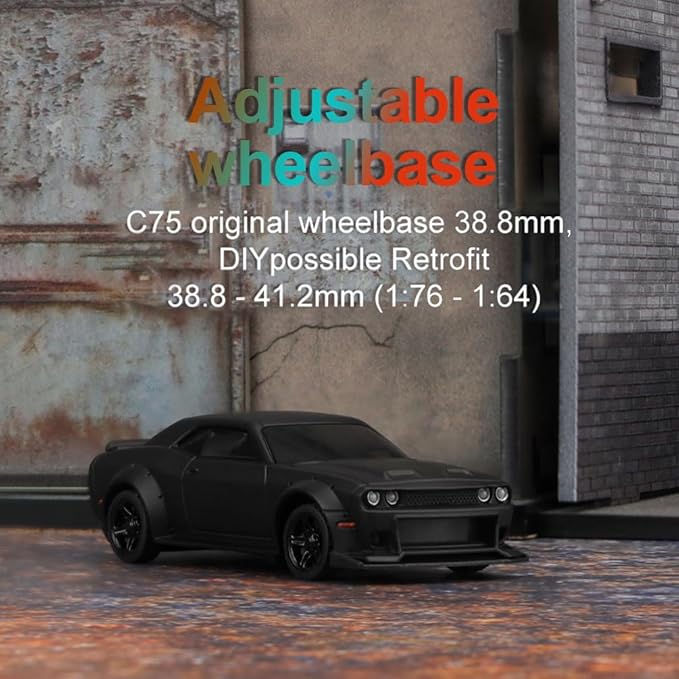 1:76 Turbo Racing Scale RC Sport Car Table Racing Remote Control Mini Model Car Full Proportional RTR Kit Toys (C75-black)