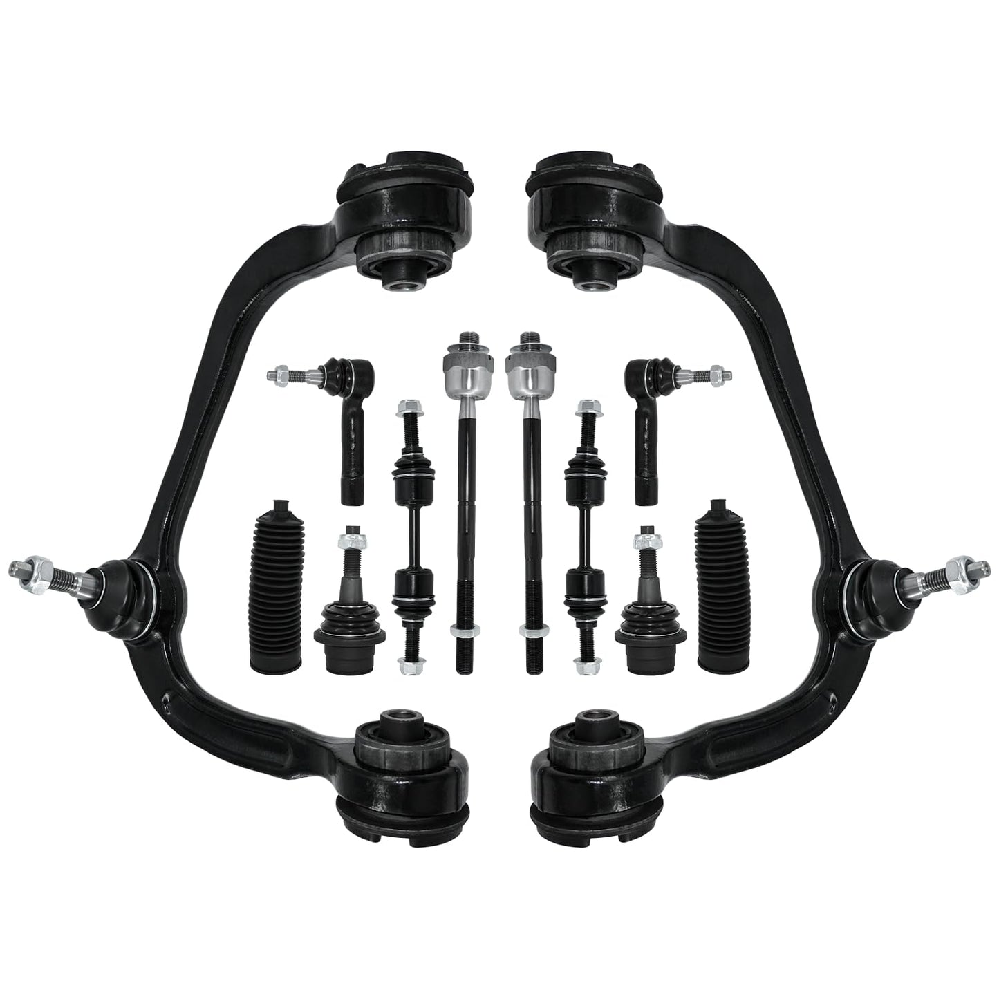 HAWK BROTHER Control Arm, Replacement for Front Upper Control Arm with Ball Joint Sway Bar Outer Tie Rod Suspension Kit Compatible With 2009-2014 F-150 2WD, 2007-14 Ford Expedition - 12 Pcs