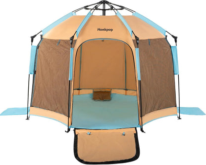 3 in 1 Easy Pop Up Beach Tent Sun Shelter, 5-Sec Setup Hands-Free Playpen with Mosquito Net, Adjustable Interior Sunshade, UPF 50+ Portable Foldable Tent for Kids, Pets & Outdoor Camping