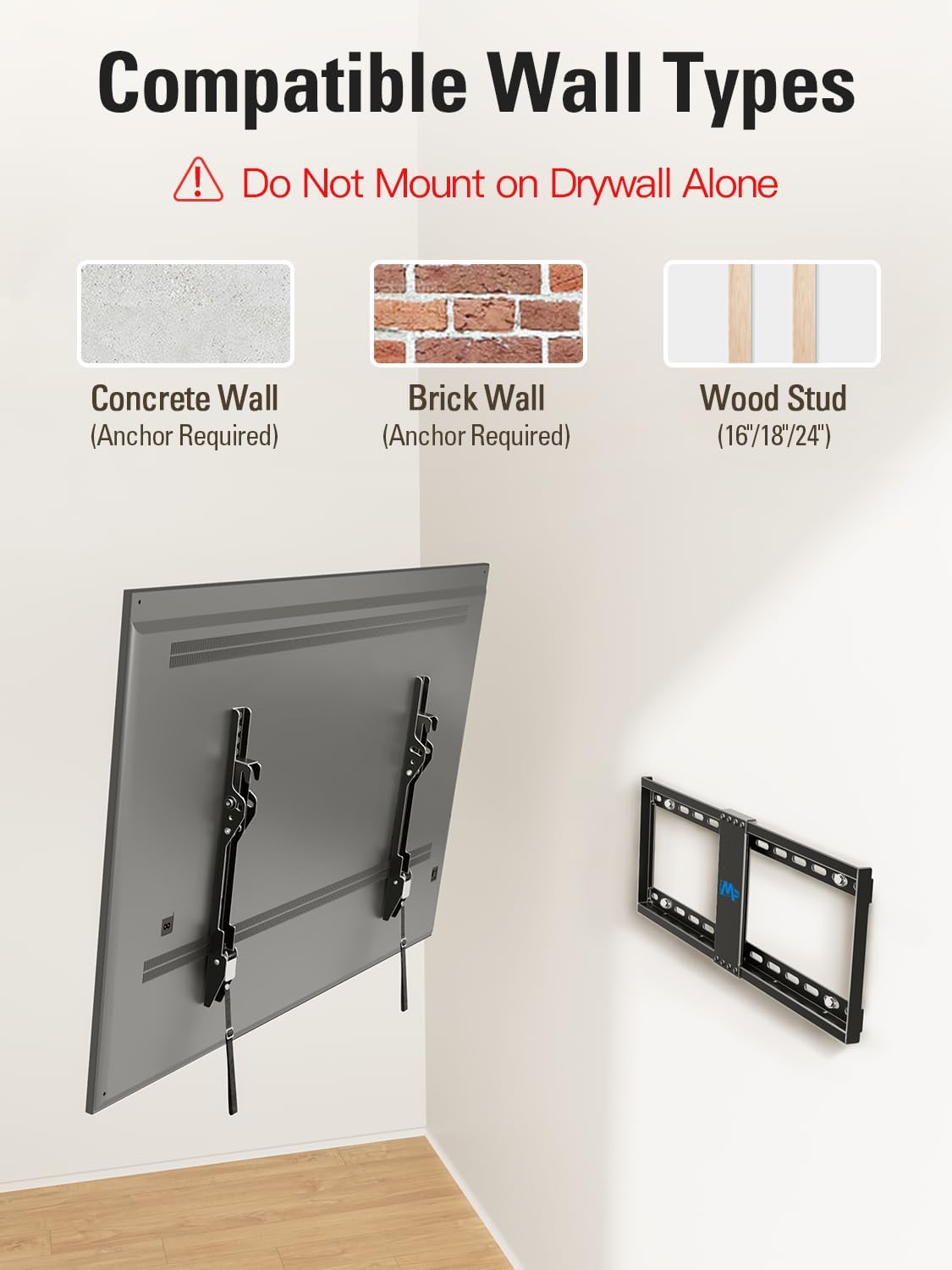 Mounting Dream TV Wall Mount - Universal Tilt for 37-75 Inch TVs | Max VESA 600x400mm, 132lbs Capacity