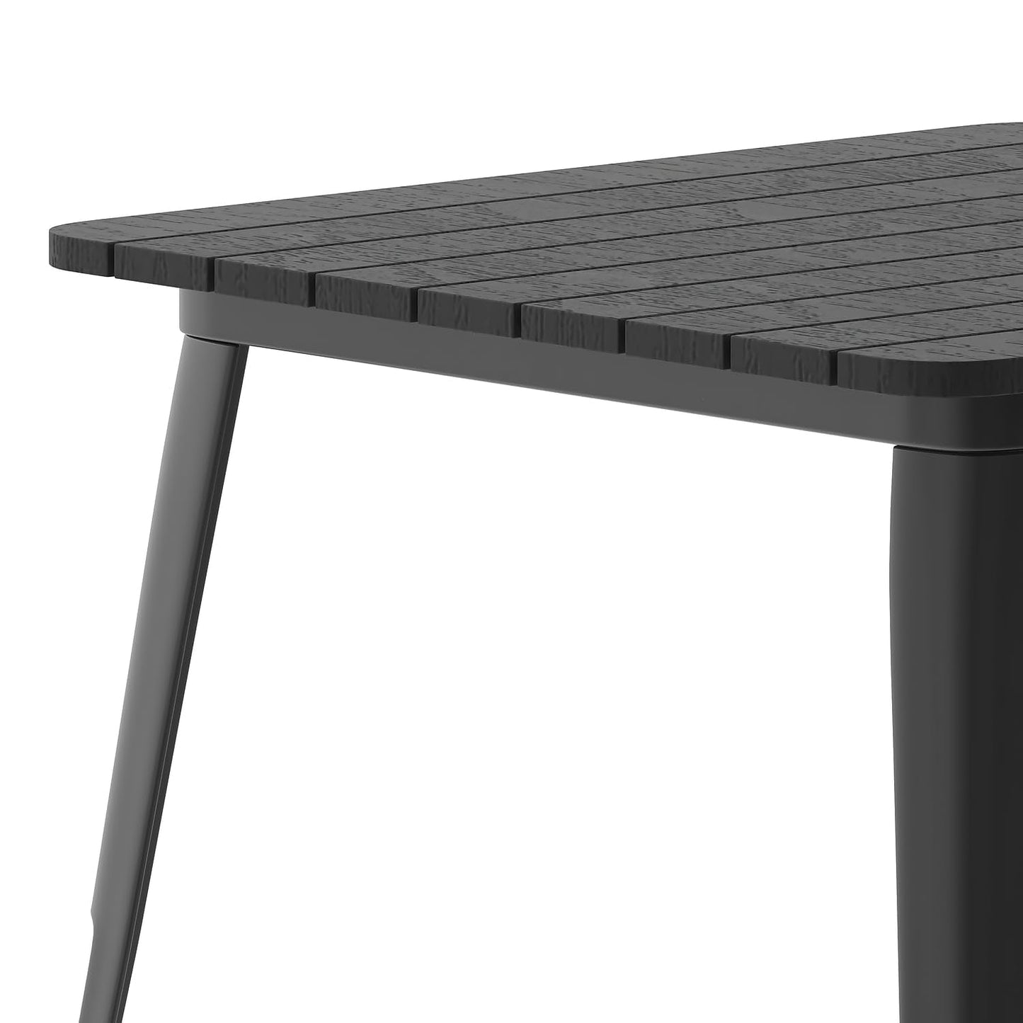 Flash Furniture Declan Commercial Outdoor Dining Table, All Weather Poly Resin Top with Steel Base, 31.5" Square, Black/Black
