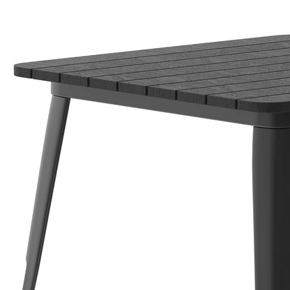 Flash Furniture Declan Commercial Outdoor Dining Table, All Weather Poly Resin Top with Steel Base, 31.5" Square, Black/Black