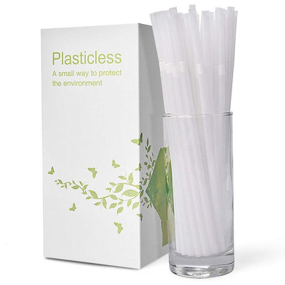 200 Count 8.25" Eco-friendly Bendable Compostable PLA Straws - KTOB Plasticless Biodegradable Flexible Drinking Straws