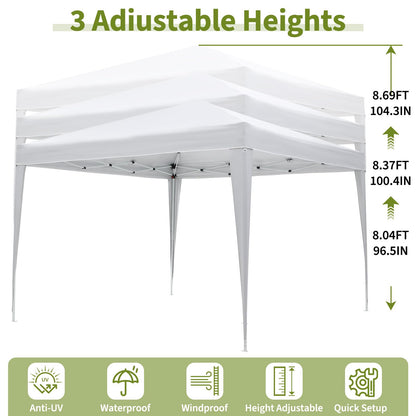 10x10 Pop Up Canopy with 4 Sidewalls, Outdoor Portable Instant Canopy Tent, Waterproof Pop Up Tent, Versatile Gazebo for Camping, Outdoor Parties, Backyard,Beach Activities,White