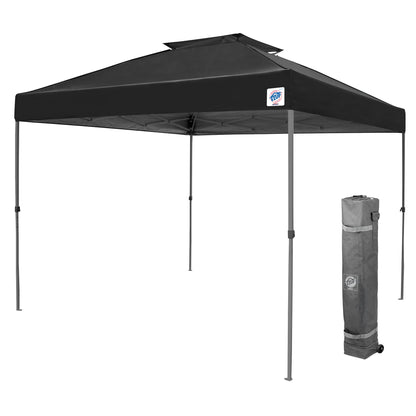 E-Z UP Patriot ONE-UP Technology Vented Shelter, 10' x 10', Black Top, Grey Frame