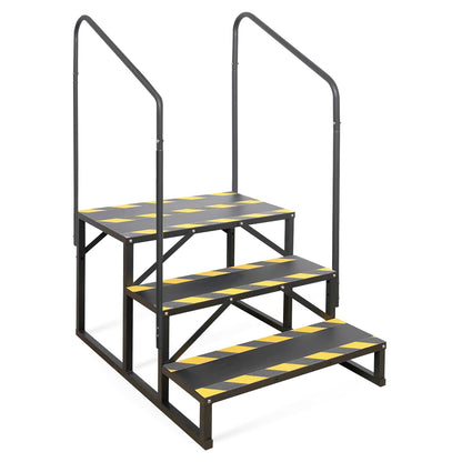 TOCRETOARE RV Steps with Handrail, Hot Tub Steps with Handrail, Portable Stairs Steps for 5th Wheel RV, Mobile Home Stairs Outdoor RV Step (3 Steps with 2 Handrails)