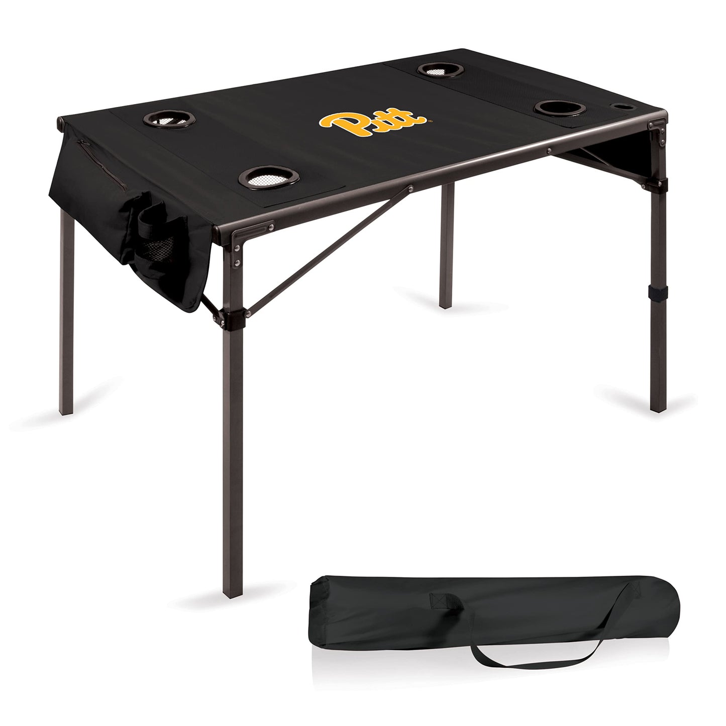 PICNIC TIME NCAA Pittsburgh Panthers Travel Table Portable Folding Table, Camping Table, Outdoor Table with Carry Bag, (Black)