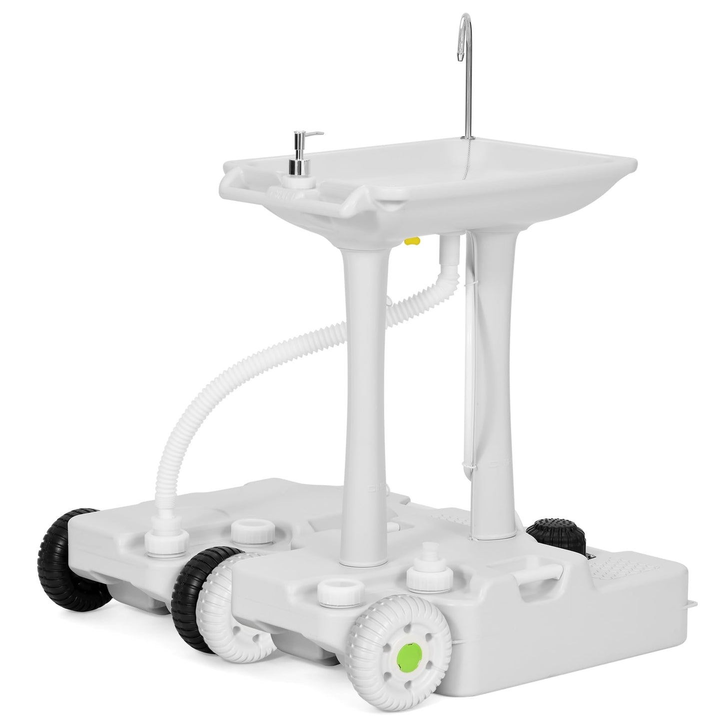 YITAMOTOR 30L Portable Camping Sink, Portable Hand Washing Station 30L Sewage Tank with Large Wheels, Foot Pump, Towel Holder, Soap Dispenser for Outdoors, Garden, Camping, Worksites, Camping Events