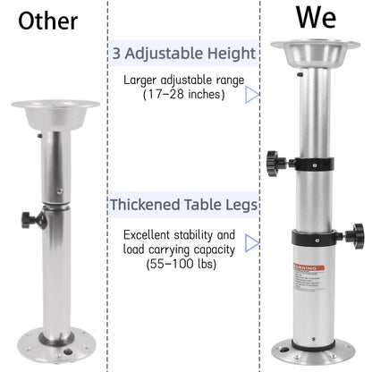 HWHongRV 3 Levels Adjustable RV Boat Table Pedestal, Detachable Aluminum Alloy RV Table Legs Stand Base Telescoping Mount Frame 17-29 Inch Height Range for RV Marine Boat Marine Yacht