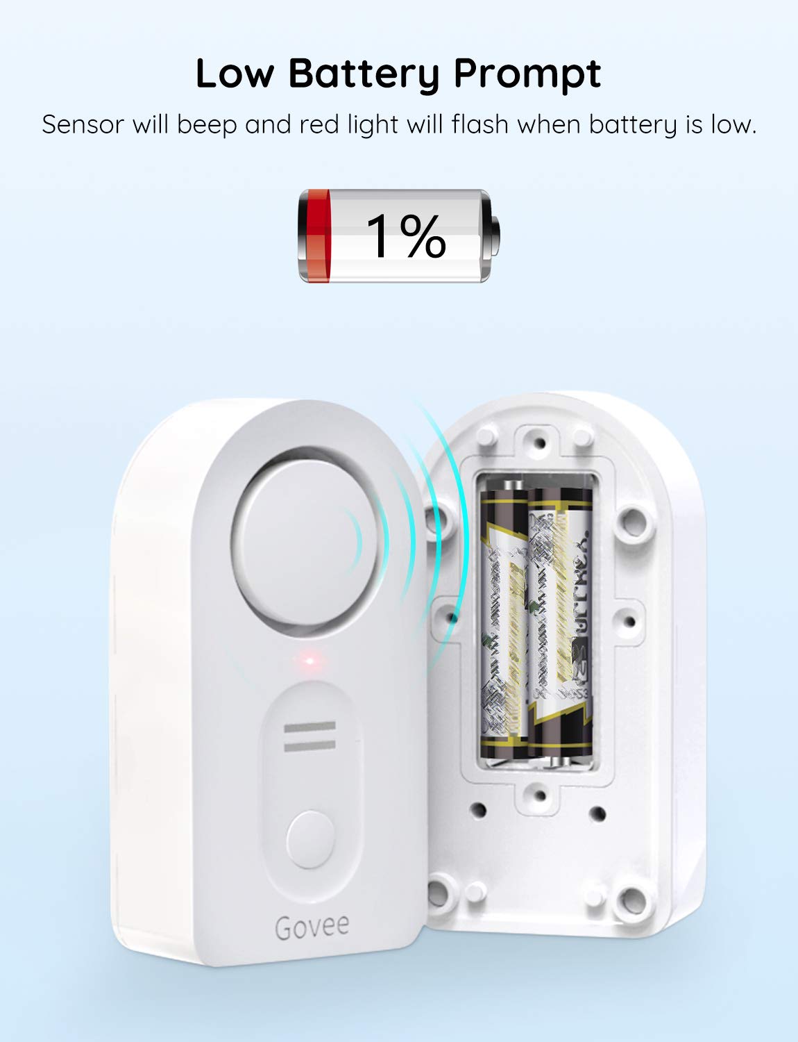 Govee Water Leak Detectors 1 Pack, 100dB Adjustable Audio Alarm Sensor, Sensitive Leak and Drip Alert, for Kitchen Bathroom Basement (Cannot Connect to Wi-Fi Directly)