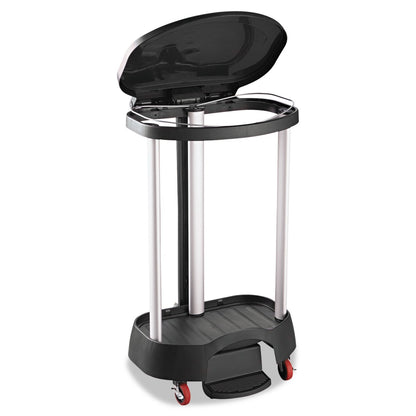 Rubbermaid Commercial Executive Series Step-On Linen Hamper/Laundry Basket with Front Locking Casters, 30 Gallon, Black, Hands Free Lid, for Hospitals/Medical Labs/Commercial Facilities