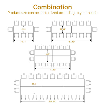13FT Conference Table, Super Sturdy Large Rectangle Meeting Seminar Table for 16 Person, Long Business Tables, 4 Pcs Brown