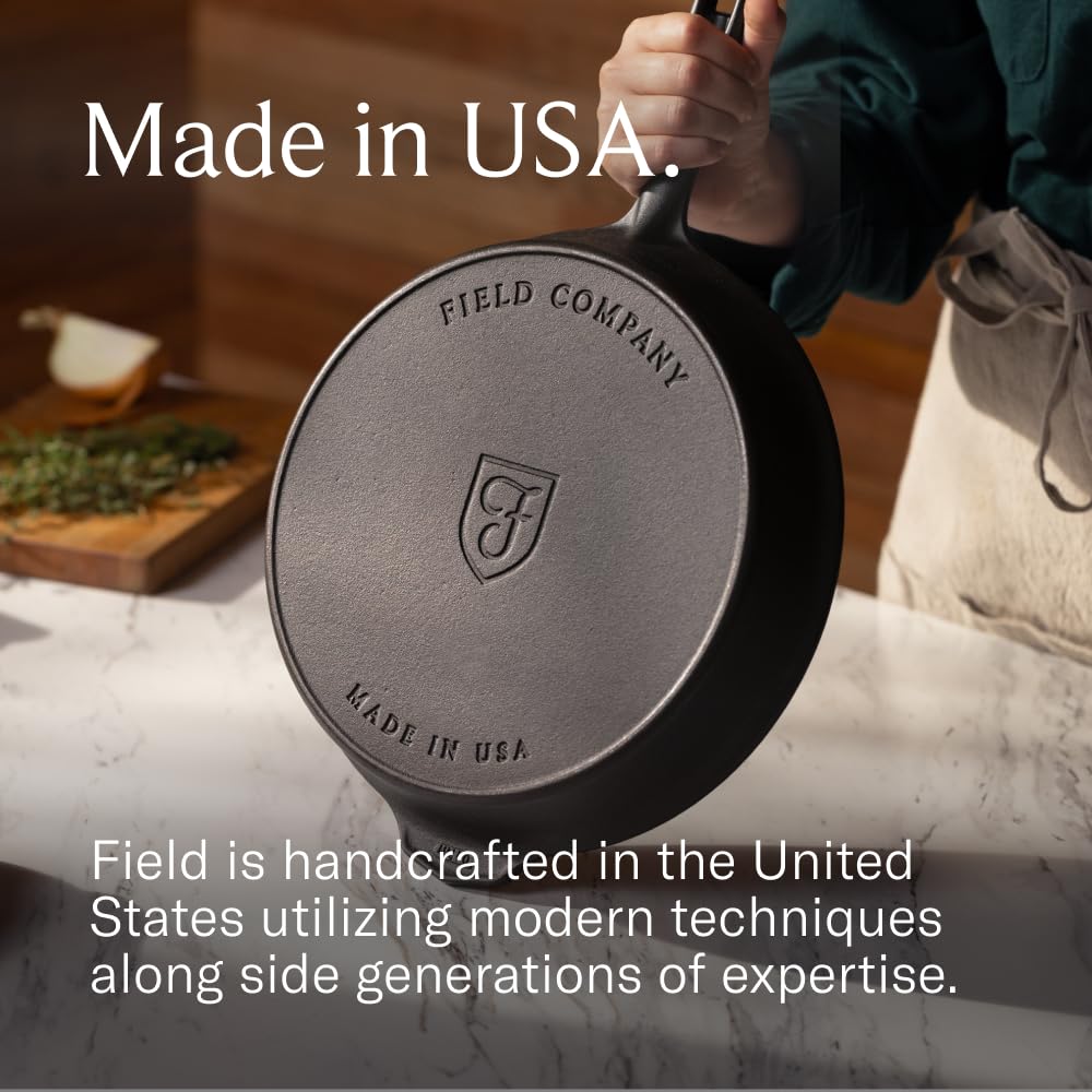 Field Company Medium Cast Iron Skillet – 10.25-Inch Pre-Seasoned Pan for 2–4 Servings, Lighter & Smooth, Made in USA