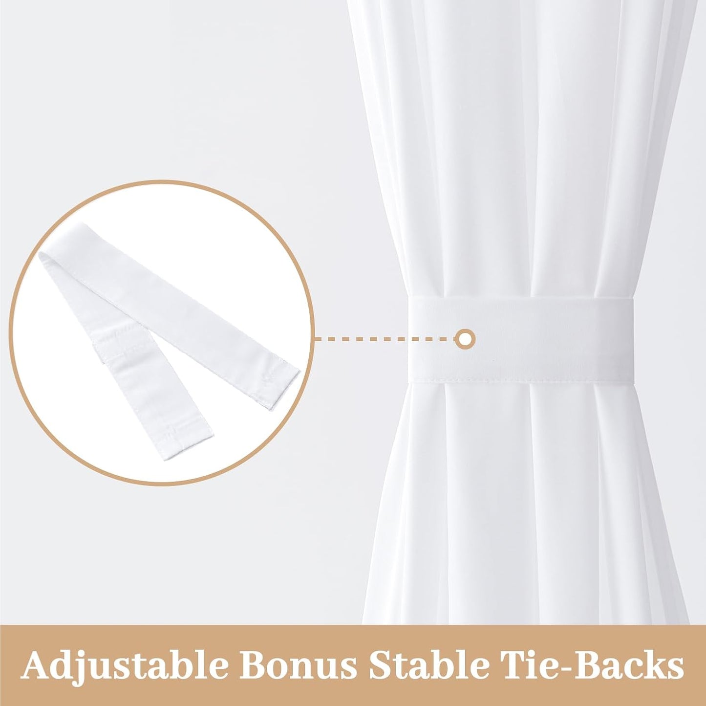MIULEE French Door Curtains - Non-See-Through Privacy Sheer Drapes | White, 26 x 72 Inches, 2 Panels