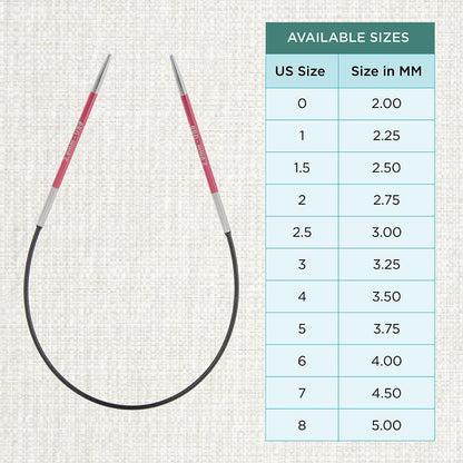 KnitPro Zing Fixed Circular Needles 9" (22.5cm) | US Size 0 (2mm)