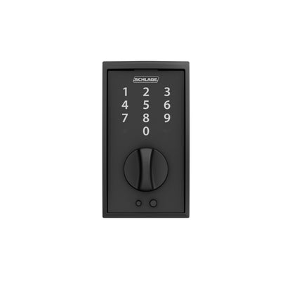 SCHLAGE BE375 CEN 622 Touch Keyless Touchscreen Electronic Deadbolt Lock, Matte Black