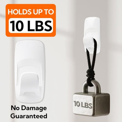 Hookay 10lbs Large Utility Hooks - Damage-Free Wall Hooks with 6 Adhesive Strips | Perfect for Garage, Office, Kitchen