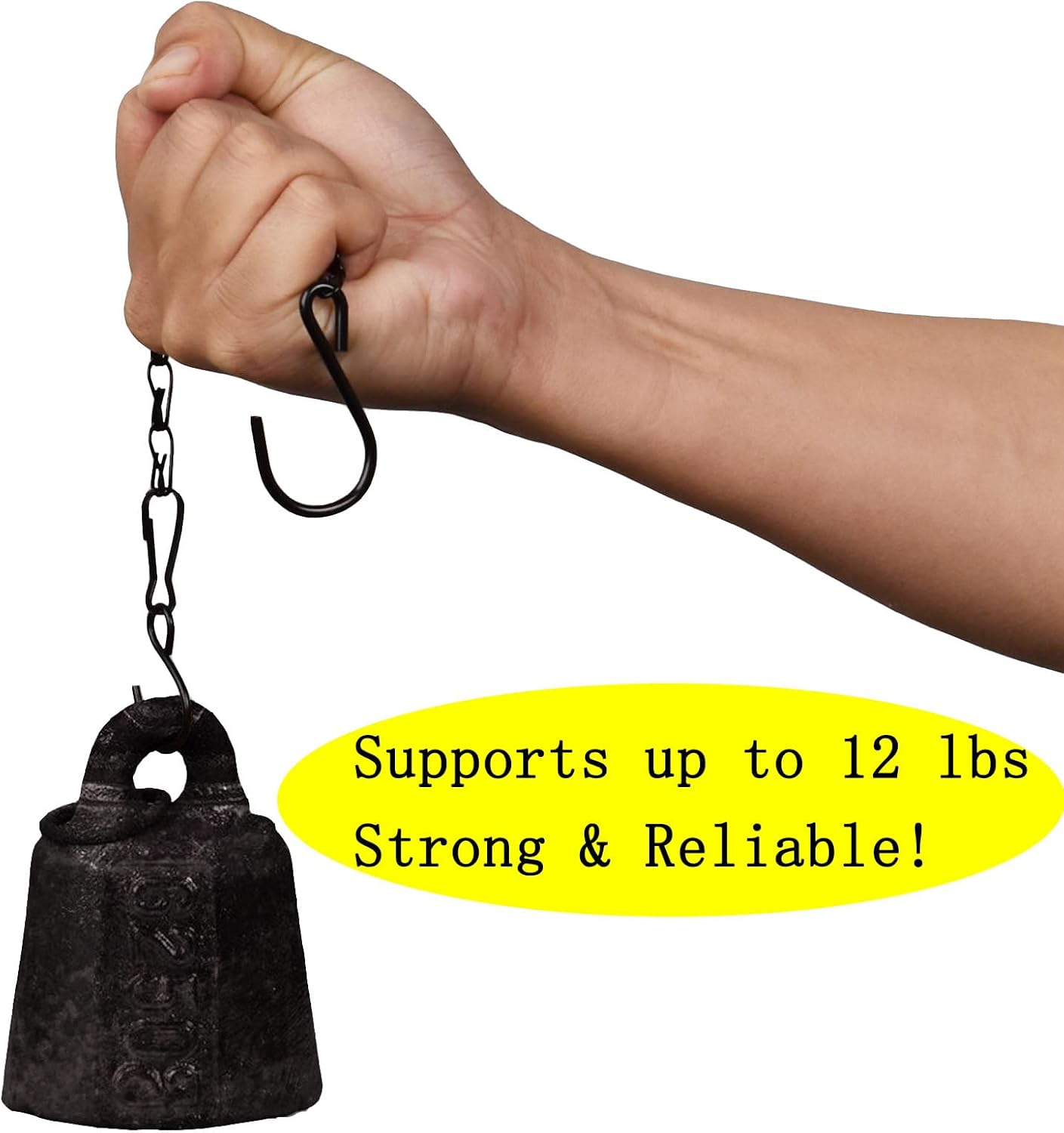 Skiennix Hanging Chain for Plants - 11 Inch Black Chain with Hooks for Baskets & Bird Feeders | 6PCS