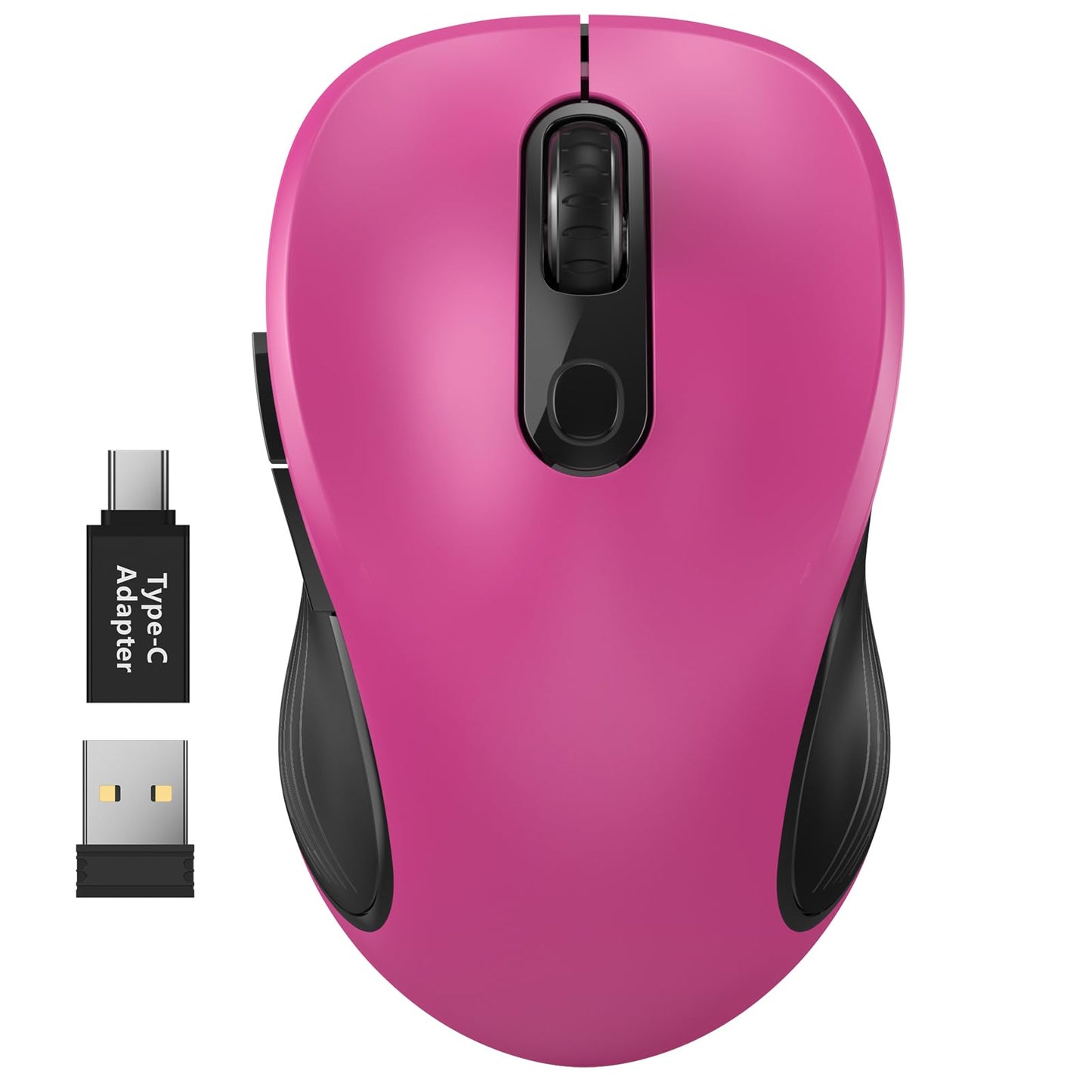 WisFox 2.4G Wireless Mouse for Laptop, Ergonomic Computer Mouse with USB Receiver and 3 Adjustable Levels, 6 Button Wireless Mice for Windows Mac PC Notebook (Grey)
